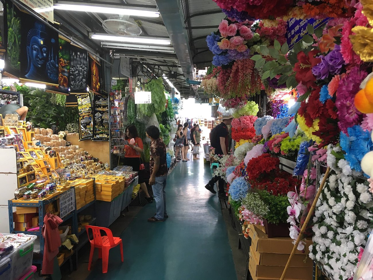 Crowded aisles of Chatuchak Weekend Market, Bangkok